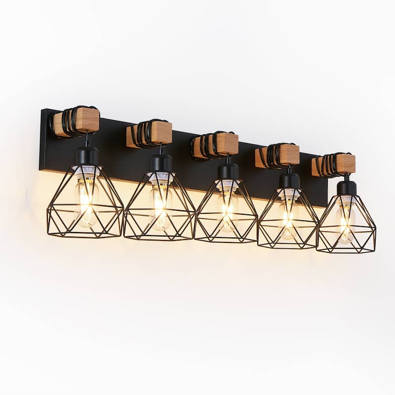 31" Modern Geometric 5-Light Vanity Light Fixture