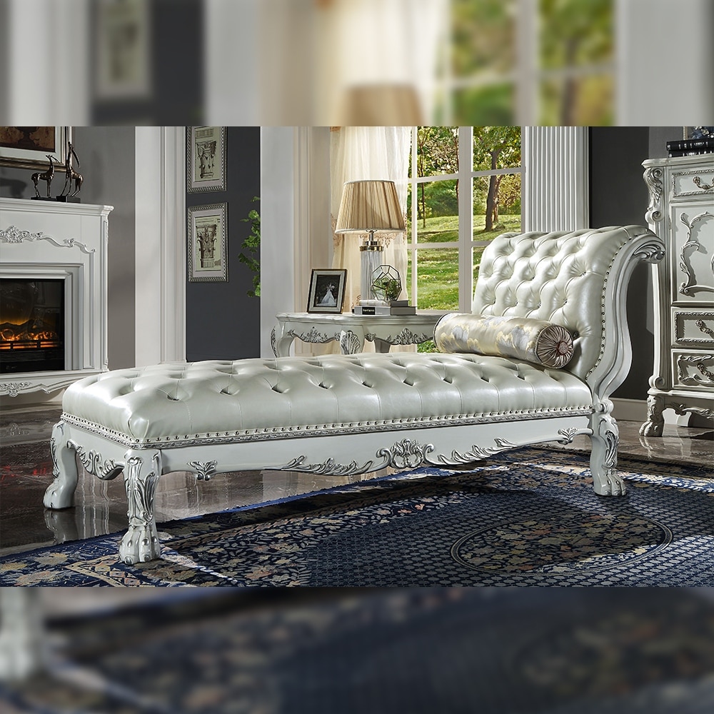 Silver crushed velvet chaise lounge best sale