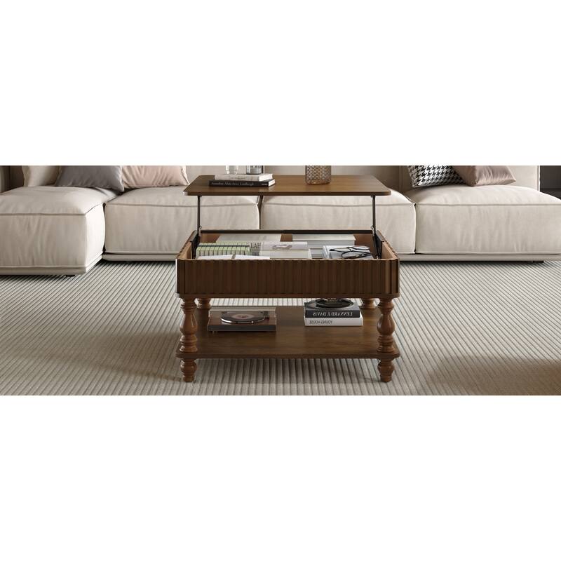 GDF Studio - Belfair Fluted Lift-Top Coffee Table with Hidden Storage