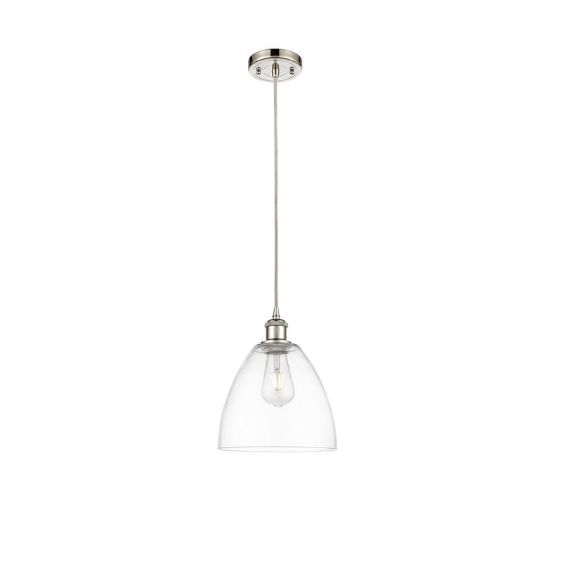 Innovations Lighting Ballston Bristol Glass 1 Light 9" Cord Hung Mini Pendant - Clear/Polished Nickel