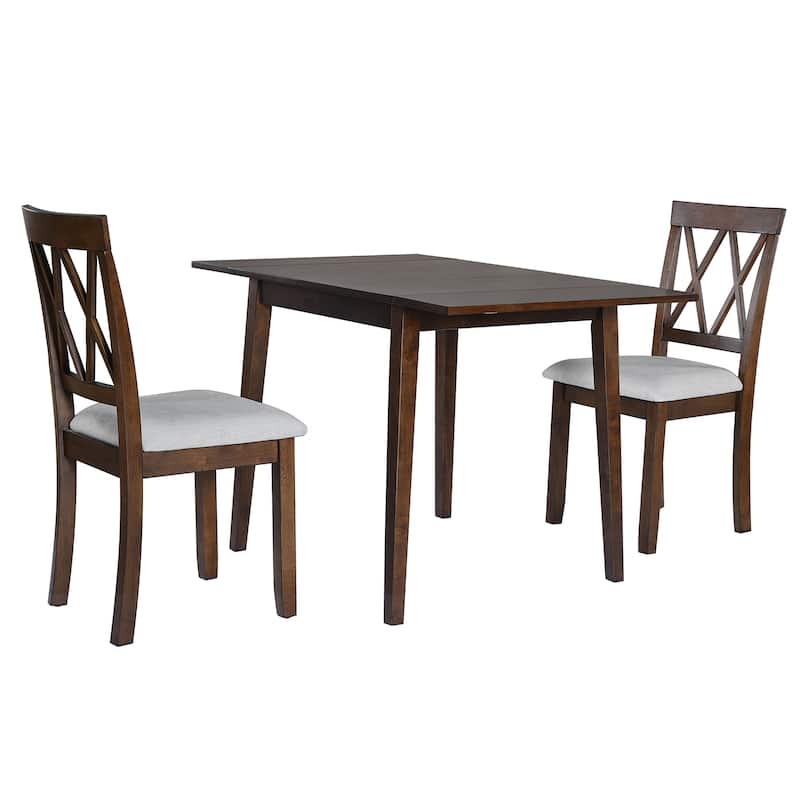 5 Piece Extendable Dining Set, Kitchen Table Set with Drop Leaf Dining Table and 4 Upholstered Dining Chairs