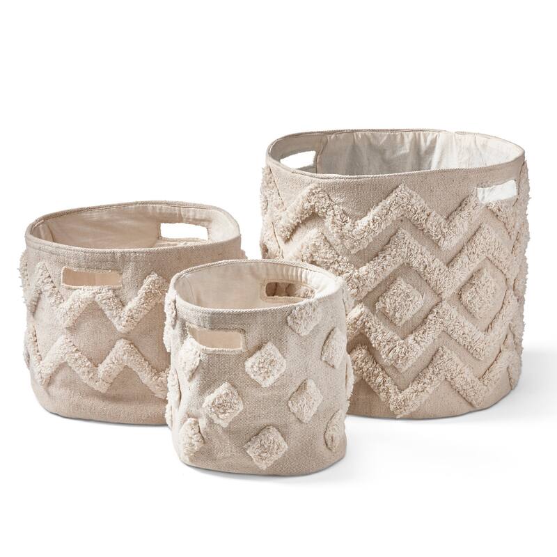 Tufted Canvas Bin Set of 3