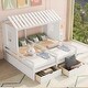 preview thumbnail 1 of 16, Twin Size House Platform Beds with Two Drawers Shared Beds, Combination Of 2 Side By Side Twin Size Beds White