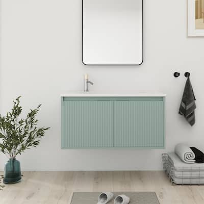 Bathroom Vanity With Sink In 24/36 Inch, Floating Bathroom Vanity With Soft Close Door