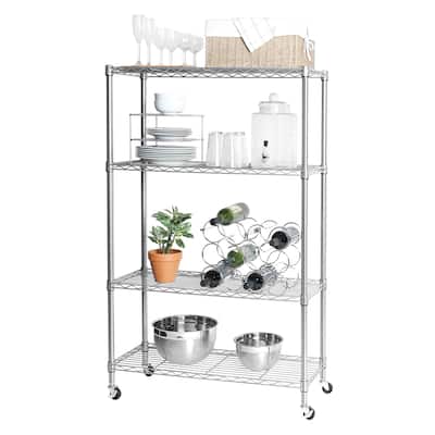 Seville Classics Heavy Duty 4-Tier Steel Wire Shelving, 36" W x 14" D x 56.5"H