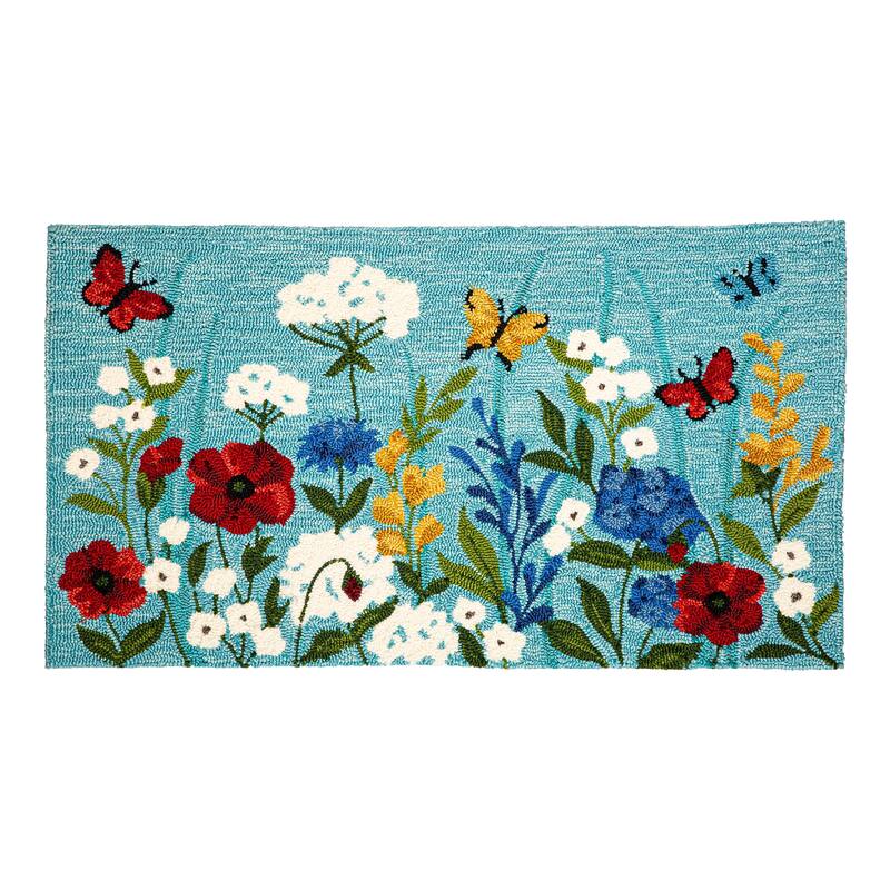 24" x 42" Indoor/Outdoor Hooked Polypropylene Wildflower Accent Rug - 24" x 42" Rectangle