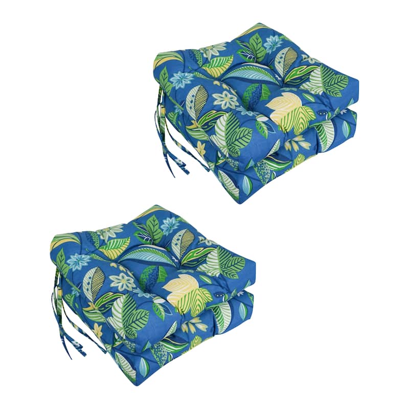 16-inch Square Tufted Indoor/Outdoor Chair Cushions (Set of 4) - 16" - Skyworks Caribbean