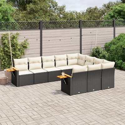 vidaXL Patio Sofa Set with Cushions Outdoor Conversation Furniture Poly Rattan