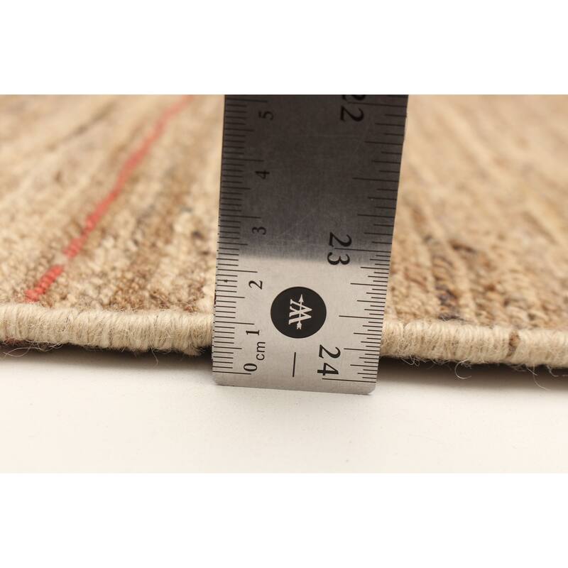 ECARPETGALLERY Flat-Weave Natural Tan Wool Tapestry Kilim - 5'9 x 6'4