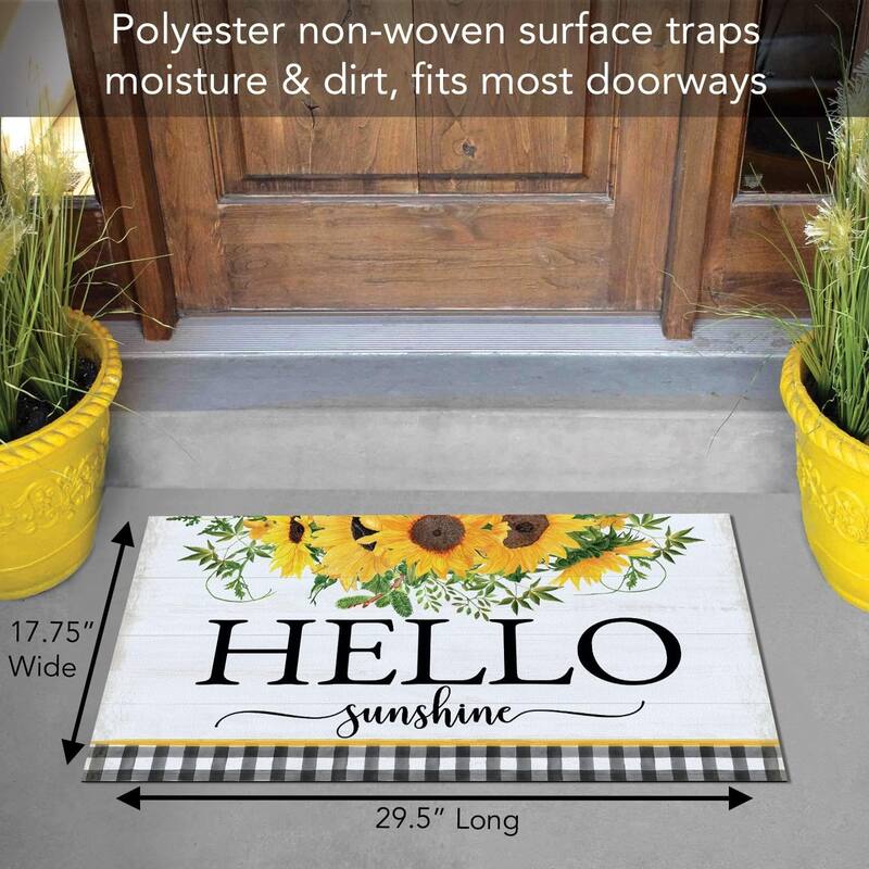 Hello Sunshine Indoor/Outdoor Entryway Mat Made in The USA Low Profile Protective Non-Skid Rubber Backing - 29x17