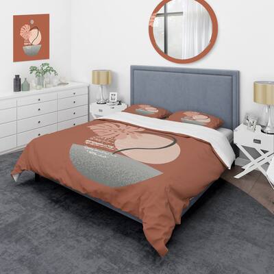 Designart 'Tropical Palm Leaf & Abstract Geometry Shapes IV' Modern Duvet Cover Set