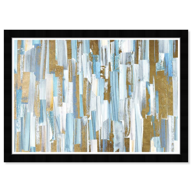 Wynwood Studio Prints Abstract Blues and Golds White and Metallic Gold Modern & Contemporary Wall Art Canvas Print
