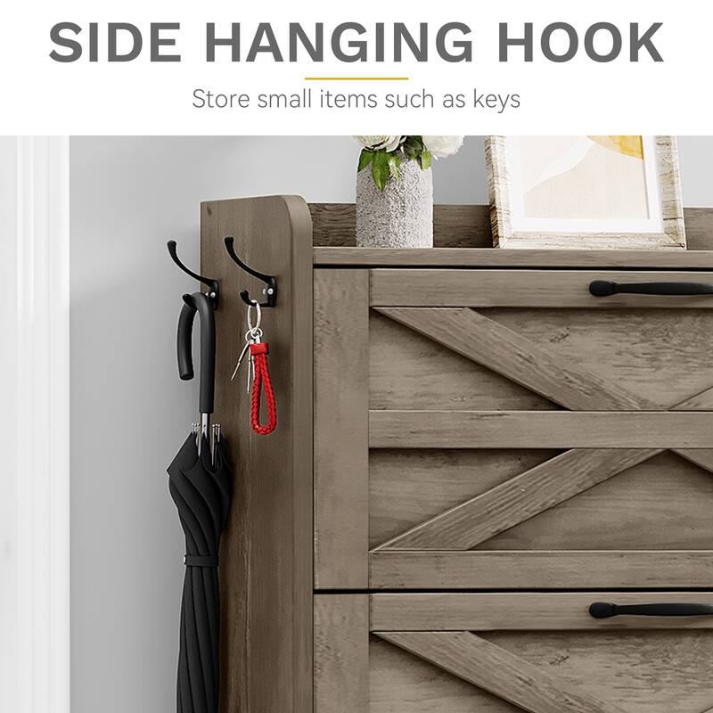 Moasis Farmhouse 3 Flip Shoe Storage Cabinet 16 Pairs Drawers Freestanding Shoe Organizer - 31.4"L x 9.4"W x 53.1"H