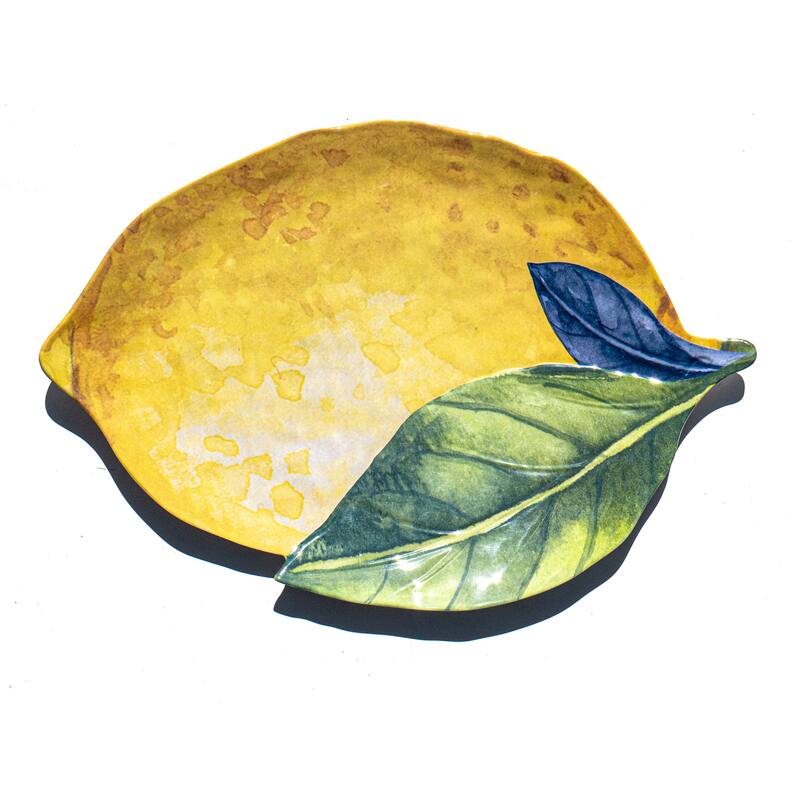 Abode Homewares Lemon Orchard Melamine Lemon Shape Serving Platter - Yellow - 17.3" - Yellow