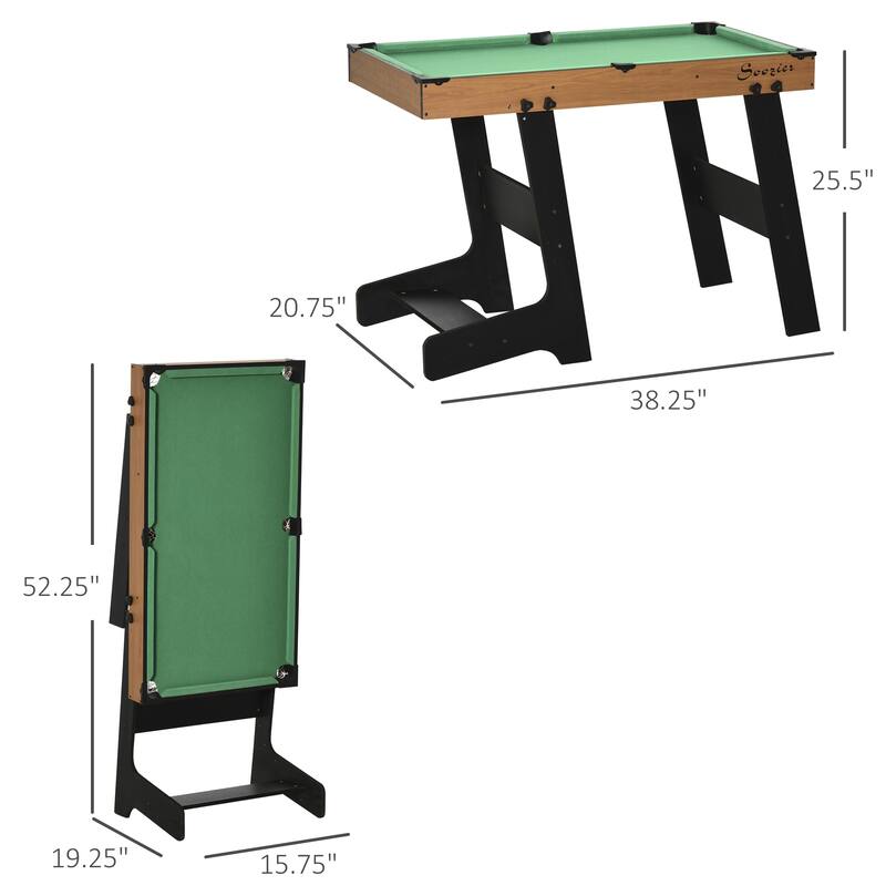 Soozier 38'' Foldable Mini Billiards Tabletop Game, Pool Table Set Fun for Whole Family Game Room Man Cave