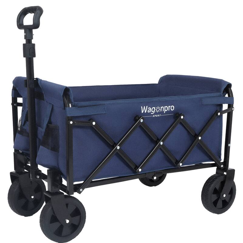 Expandable Dual-Layer Utility Wagon - 225lb Capacity with 100% Extra Space, Dark Blue