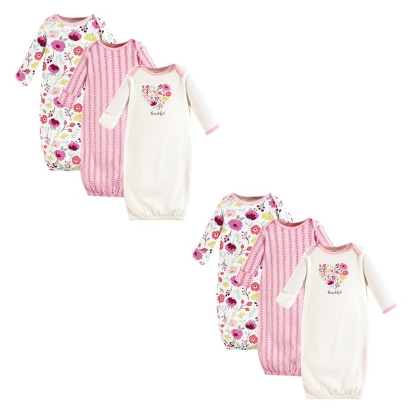 slide 1 of 1, Touched by Nature Infant Girl Organic Cotton Gowns, Botanical 6-Piece 0-6 Months - Botanical 6-Piece