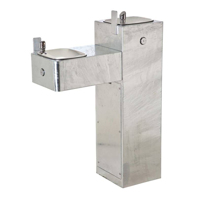 Haws Hi-Lo barrier-free, two bubbler 11 gauge steel pedestal drinking - Stainless Steel