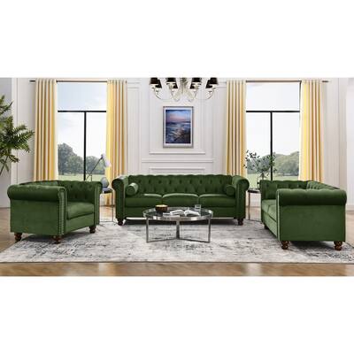Chesterfield Sofa Couch Settee With Tufted Back and Sofa Seat,3+2+1 Seats