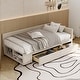preview thumbnail 6 of 14, Twin Upholstered Platform Bed with Plush Headboard, L-Shaped Design