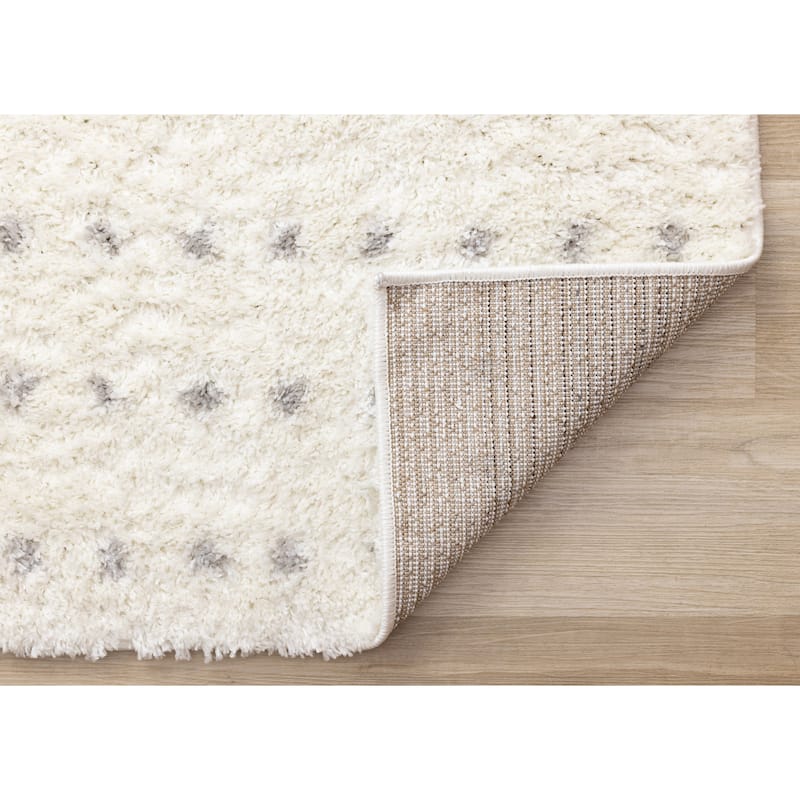 Taylor Collection - Cream Grey Soft Dots Indoor Shag Area Rug