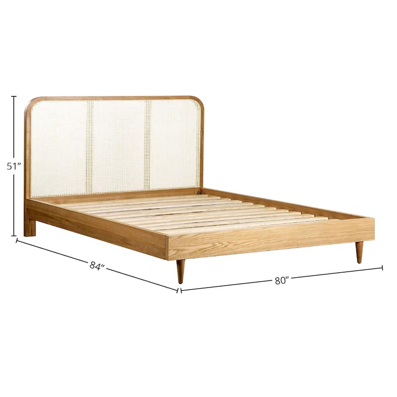 Inglewood Oak and Wicker Panel Bed