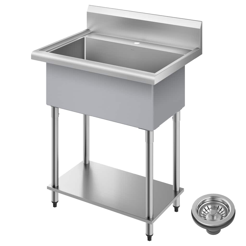 KRAUS Standart Pro 32 in. Stainless Steel 1-Bowl Laundry Utility Sink