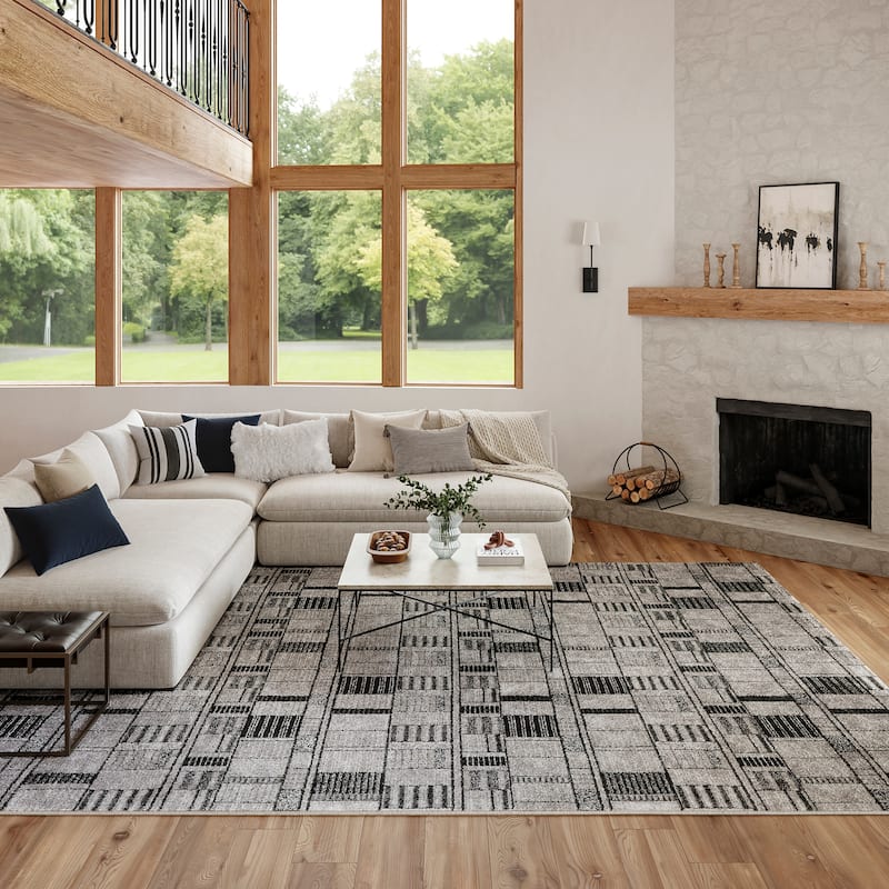 Nourison Nordic Indoor only Geometric Area Rug - 8' x 10' - Black/Grey - Rectangle