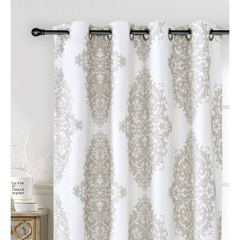 DriftAway Asher Medallion European Floral Blackout Lined Curtain 2 Panels