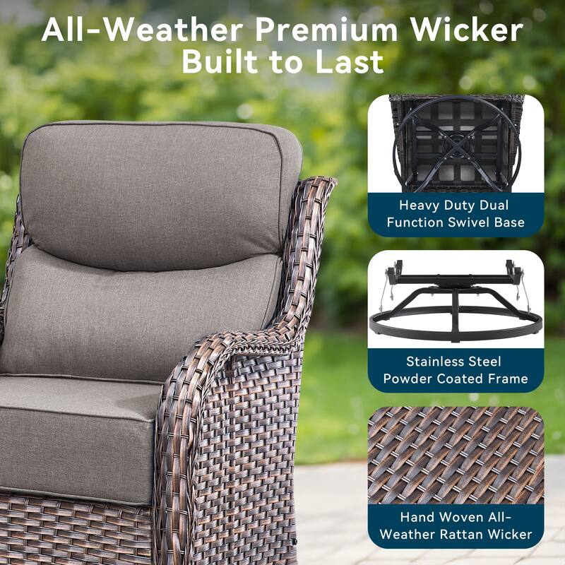 Pocassy Outdoor Glider Chairs Table with 4Inch 5Inch 6Inch Cushion
