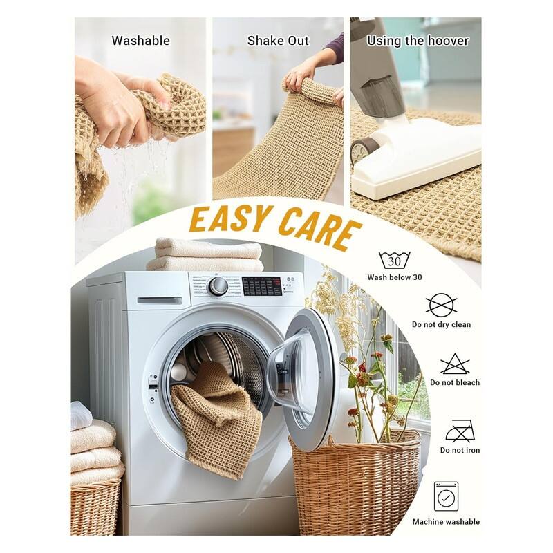 Large Waffle Bath Mat Set, Non Slip Bathroom Mat Set