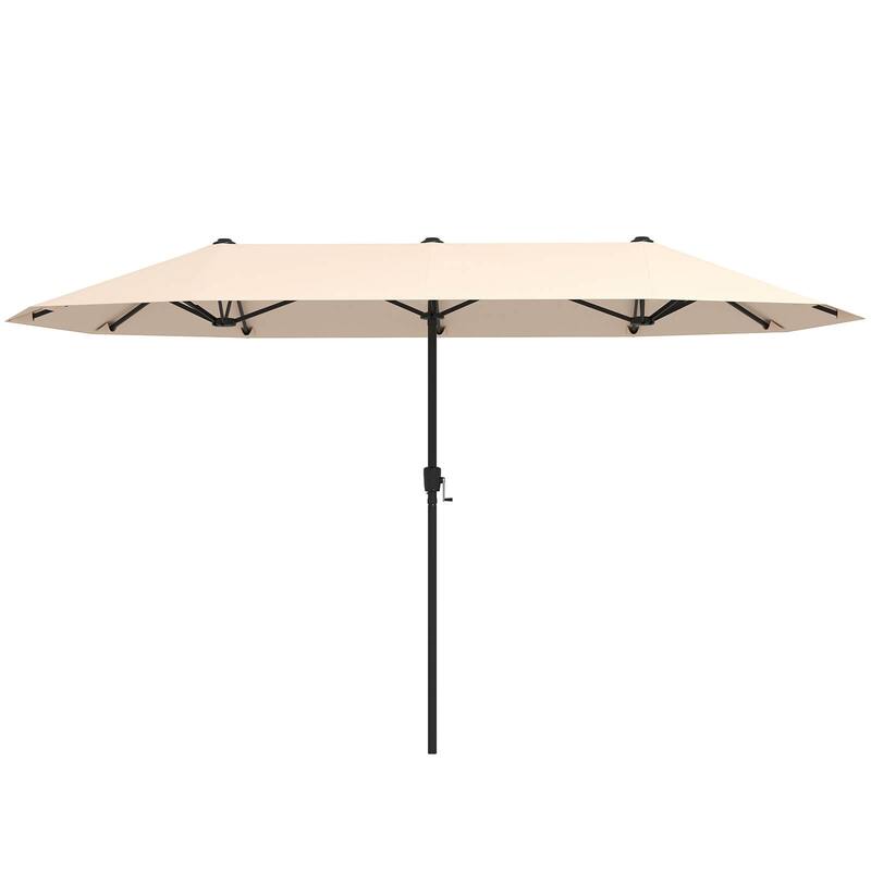 Costway 13 FT Large Patio Umbrella Outdoor Double-Sided Table Market - See Details - Beige