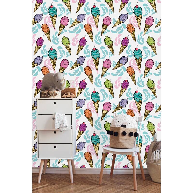 Colorful Ice Cream Peel and Stick Wallpaper Bed Bath & Beyond 32617237