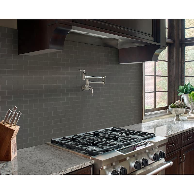 Ackland AKM-G-2X4SW-CA 12" x 12" Glass Brick Wall Mosaic Tile - Glossy