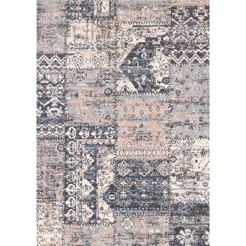 Florence Collection - Pink/Cream Patchwork Rug - 4'7" x 6'7"