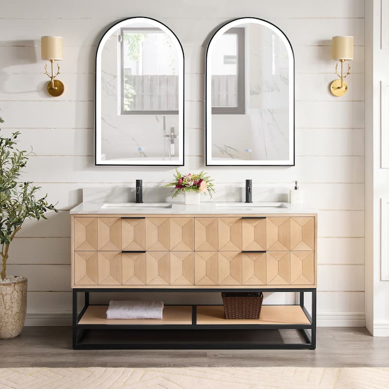 Milagro Bath Vanity with White Quartz Stone Top without Mirror