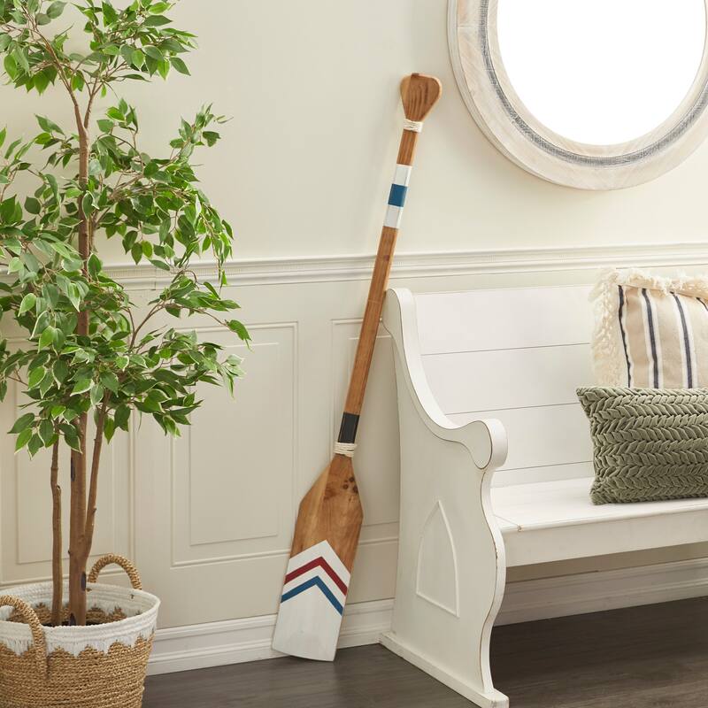 White Wood Novelty Canoe Oar Paddle Home Wall Decor with Arrow and Stripe Patterns