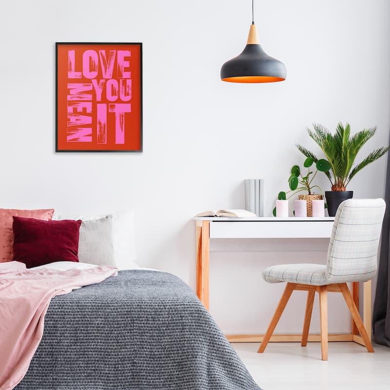 Stupell Love You Mean It on Red Framed Giclee Art Design By House of Lulu