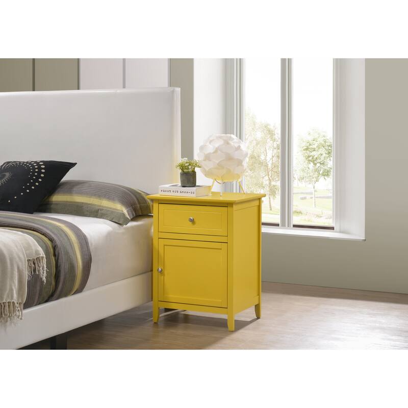 Modern 19-in Metal Hand Holder Single-Drawer Wood Nightstand with Cabinet