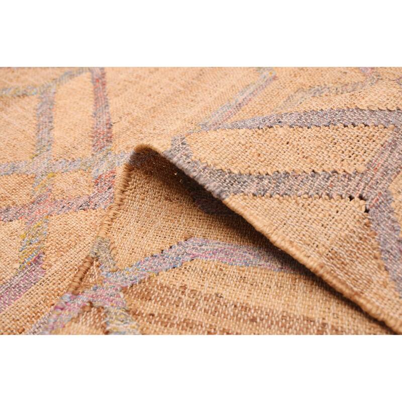 ECARPETGALLERY Flat-Weave Palas Denizli Tan Jute Kilim - 5'5 x 7'5