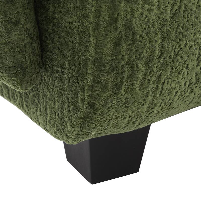 3-Seater Sofa Chenille Upholstered Couch Fully Compressed Design Sofa with Arc-shaped Armrests for Living Room, Apartment