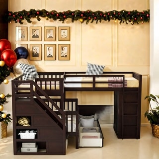 Twin-Twin Over Full L-Shaped Bunk Bed