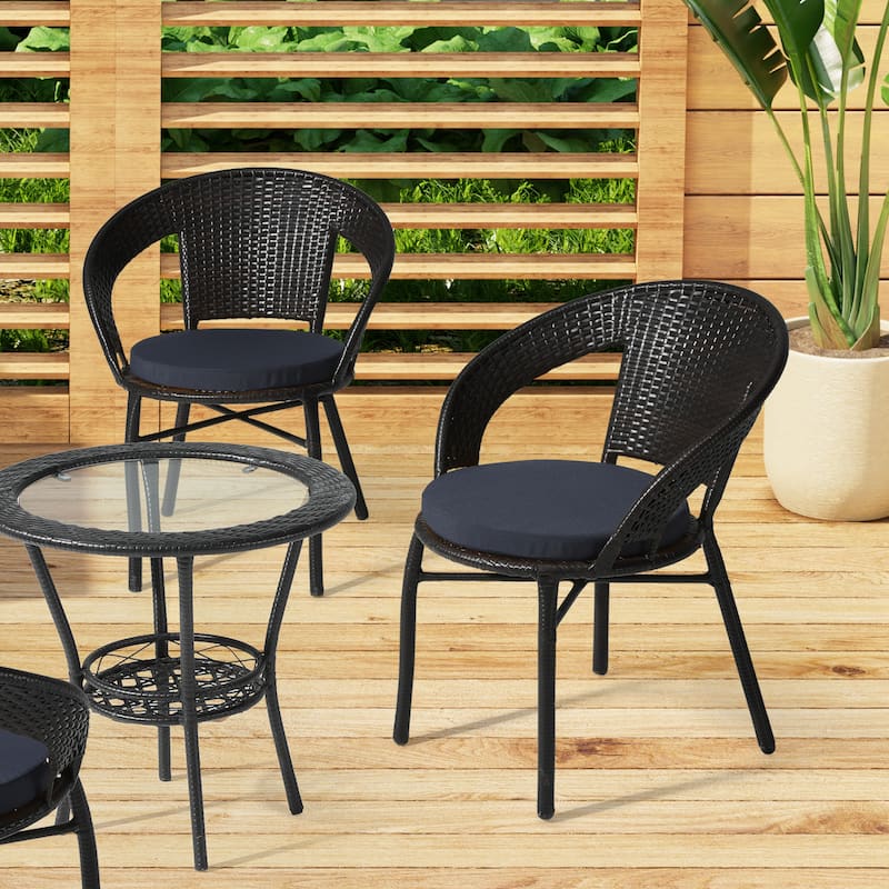 Fading Free All Weather Outdoor Patio Dining Chair Seat Cushions - (Set of 4) - 18" Round - Navy Blue