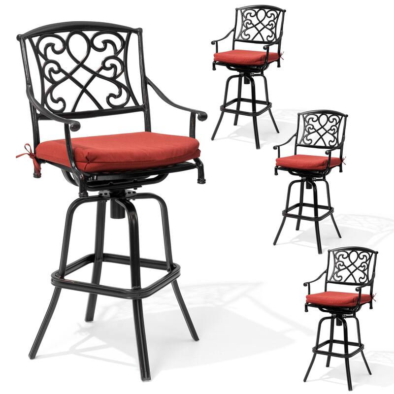 Crestlive Outdoor Patio Bar Height Swivel Bar Stool with Sunbrella Cushion
