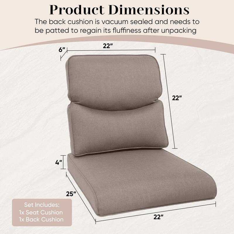 Pocassy 22x25x4 Inch Cushion for Outdoor Swivel Chairs Sofa Set
