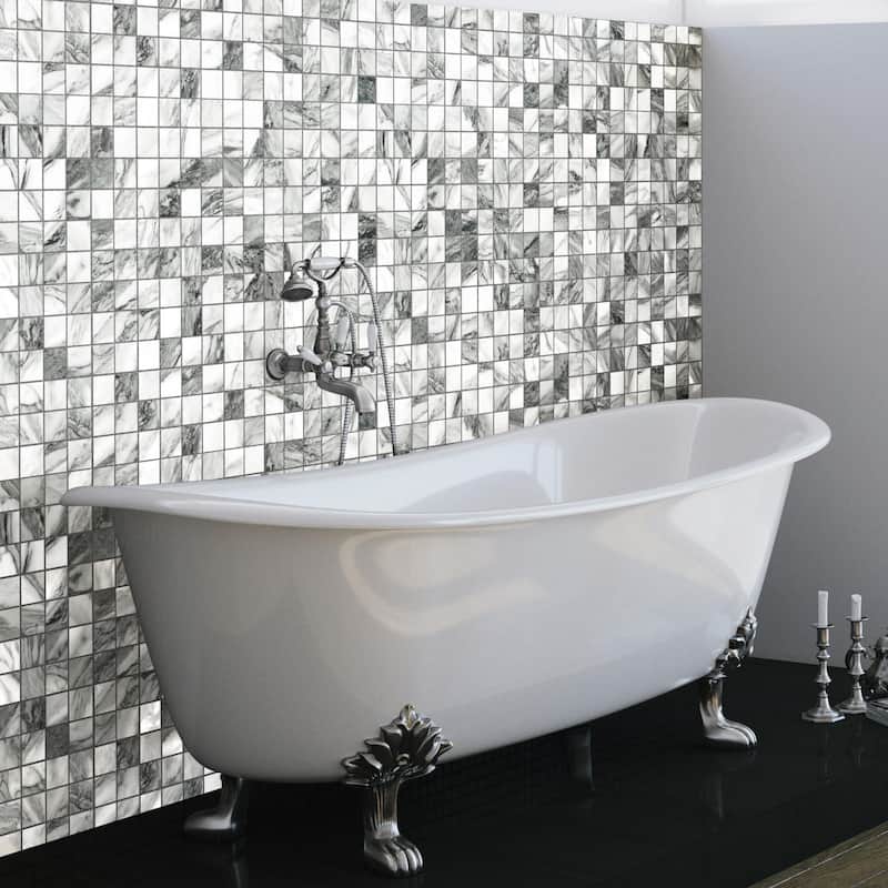 Merola Tile Touche 2" Square Zebre 11-3/4" x 11-3/4" Porcelain Mosaic Floor and Wall Tile - (1 Tile) - Black - (1 Tile)