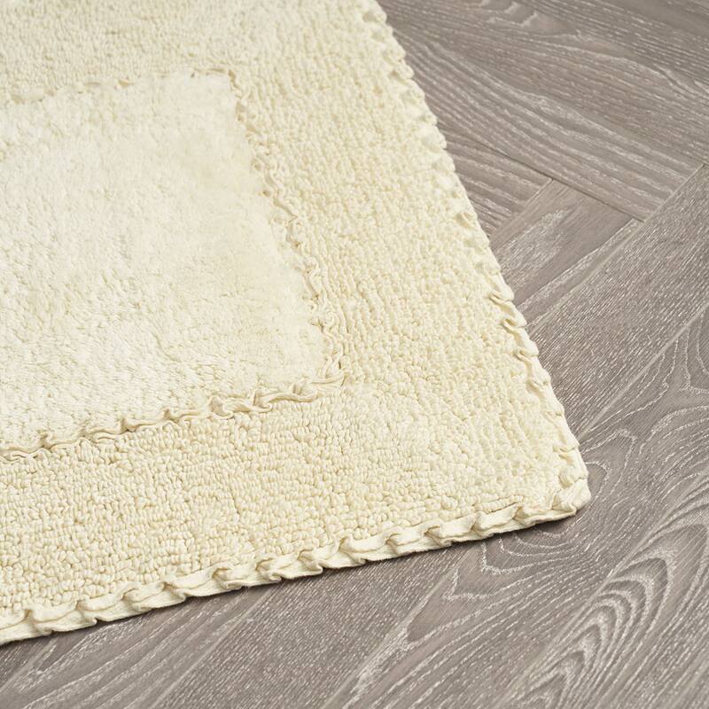 Laura Ashley Ruffle Border Pure Cotton Bath Rugs