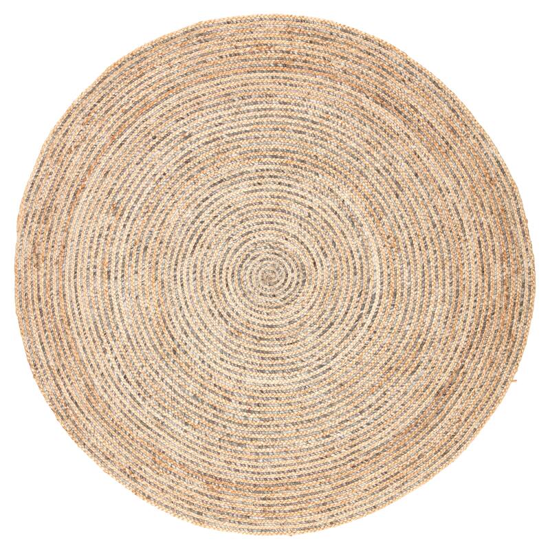 Rosen Natural Solid Beige/ Gray Round Area Rug - 6' Round - Round