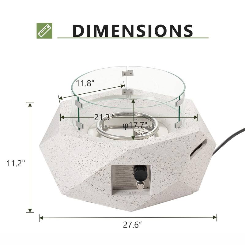 COSIEST White Hexagonal Terrazzo Outdoor Firepit with Wind Guard