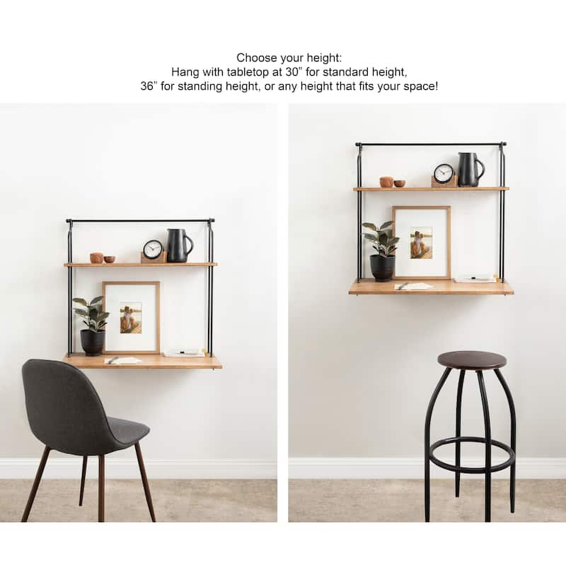 Kate and Laurel Walters Wood and Metal Folding Floating Desk